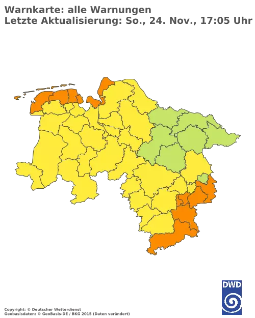 Aktuelle Wetterwarnungen für  Uelzen